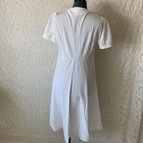 Retro Pin Up Polka Dot Dress White Navy Blue - Picture 6 of 10